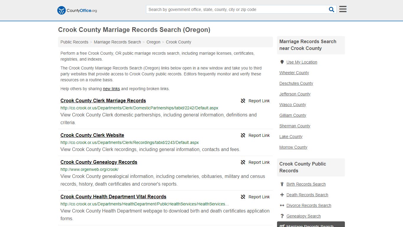 Marriage Records Search - Crook County, OR (Marriage Licenses ...